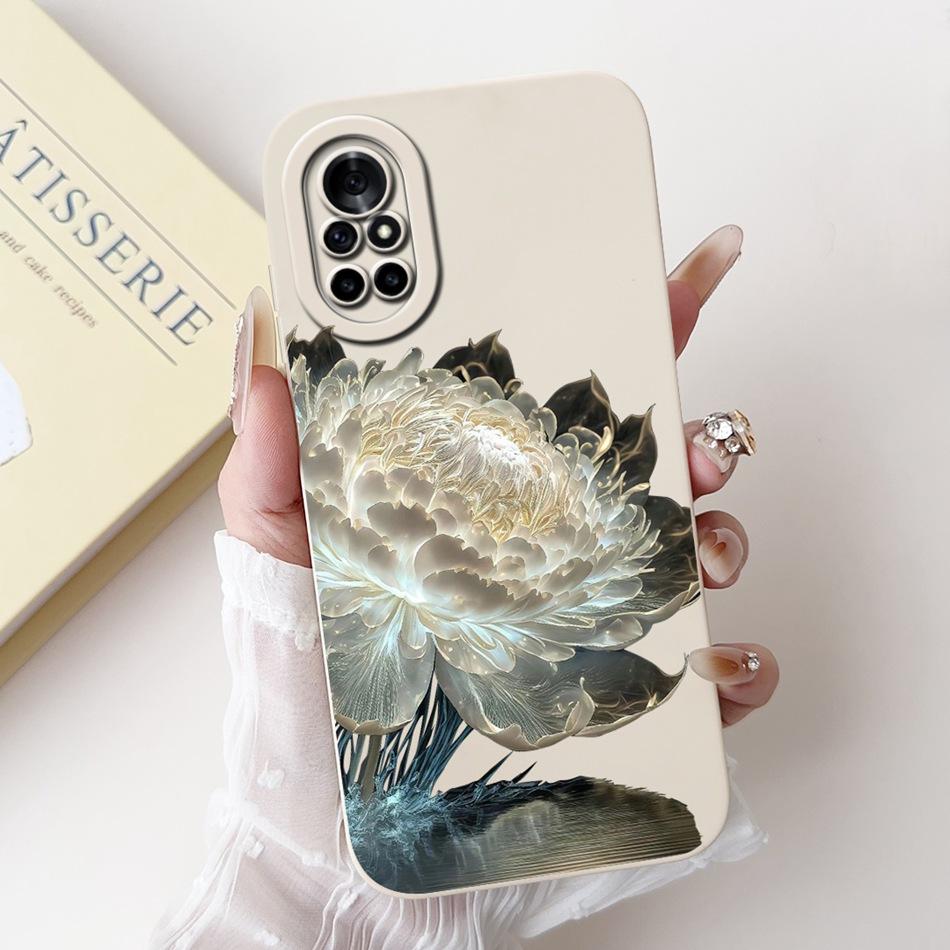 For Huawei Nova 8 8i Beautiful Bow Rose Painting Phone Case For Huawei Nova8 Nova8i Shockproof Soft Silicone Cases