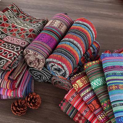 Тонкая полосатая льняная богемная этническая ткань на метр для одежды, чехла на диван, штор, сумки, скатерти, шитья, набивная ткань, синяя