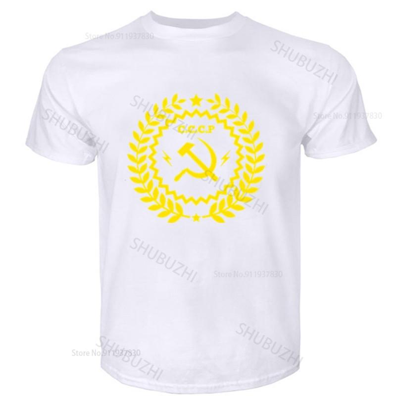 Tshirt Unisex summer top tees Soviet Union USSR Communist Tshirts Unisex Russia Cotton CCCP Emblem Badge unisex tshirt