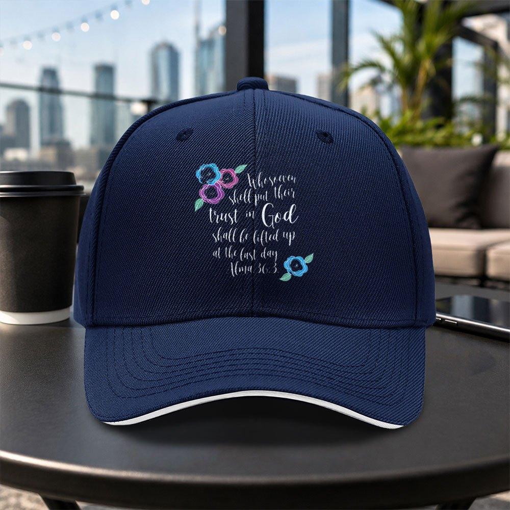 Religious Slogan Floral Hamburger Baseball Cap Unisex Adjustable Dad Hat For Travel Daily Wear Multiple Colors