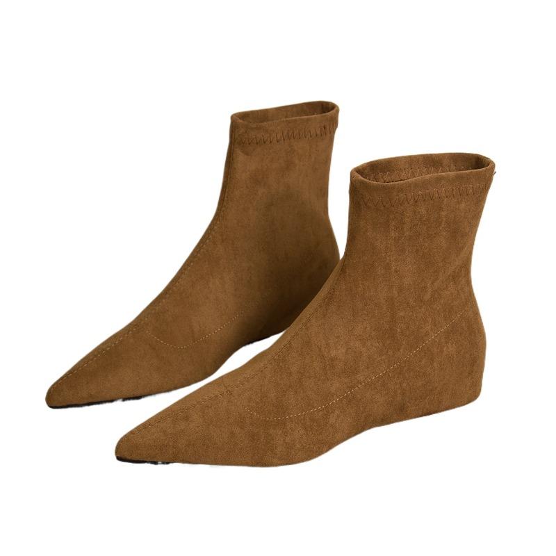 Женские ботильоны с острым носком, обувь на плоской подошве, 2025, новые, зимние, элегантные, замшевые, сексуальные ботинки, для платья, для вечеринки, женские, zapatos mujer, botas