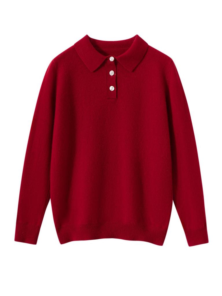 Premium Wool Polo Collar Sweater for Boys and Girls - Solid Color, Autumn/Winter Base Layer