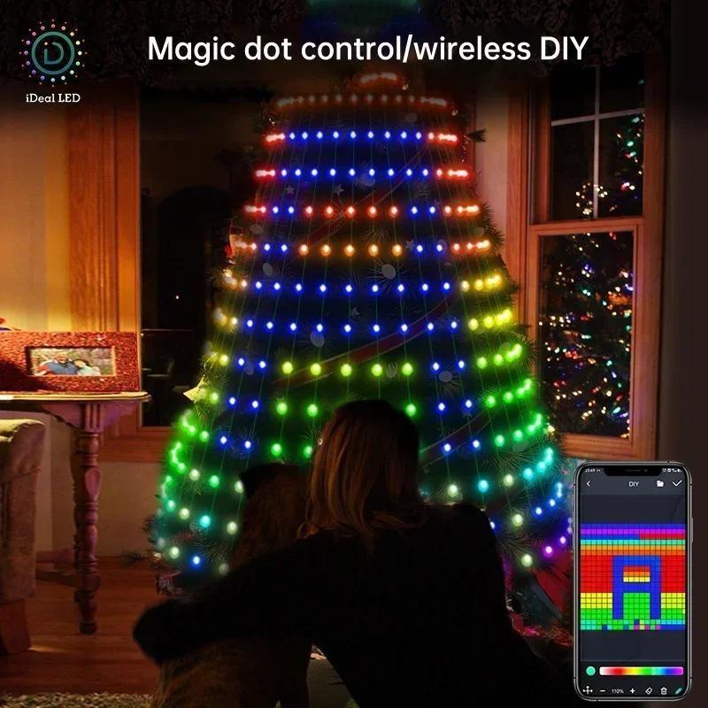 5.91FT Smart App Control 400pcs LED Christmas Tree Lights Colorful DIY Fairy Garland Indoor and Outdoor Decoration, Waterproof