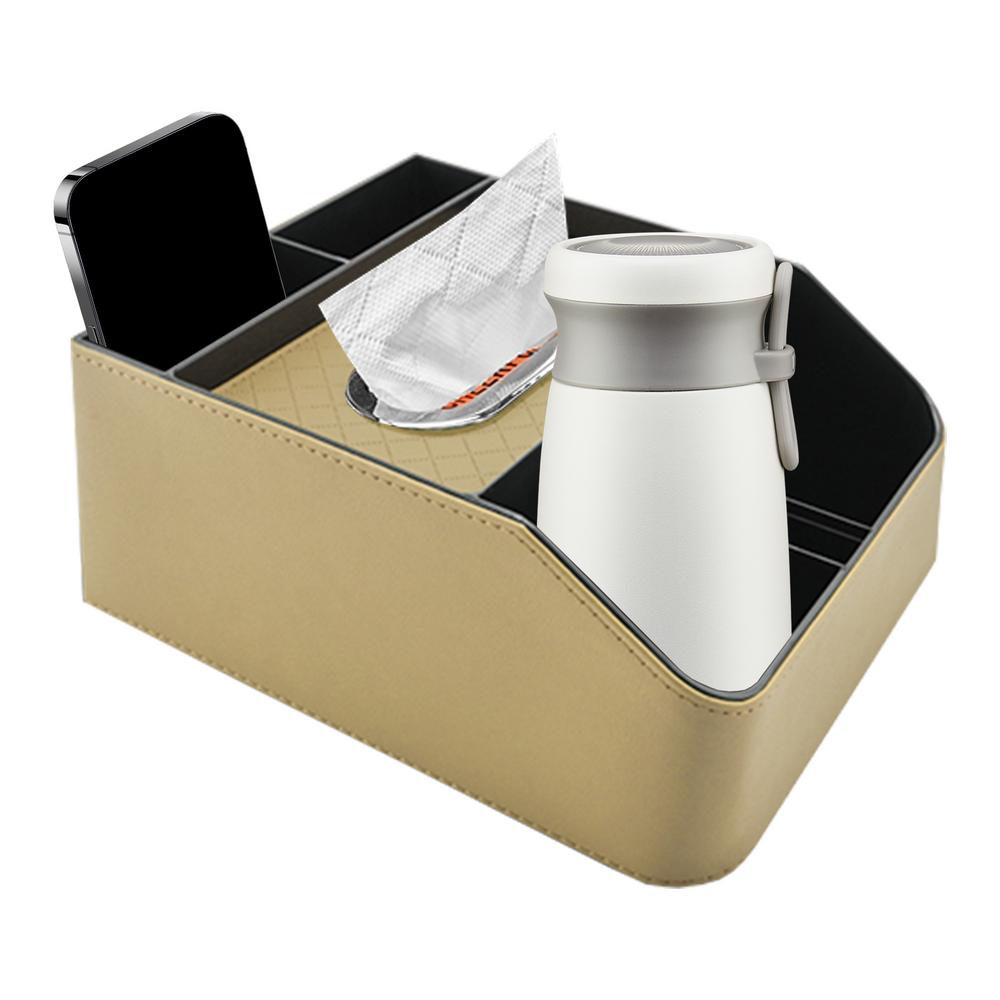 Solid Car Armrest Organizer Center Console Armrest Box Car Armrest Tissue Box Organizer For Water Bottle Cell Phone Cards