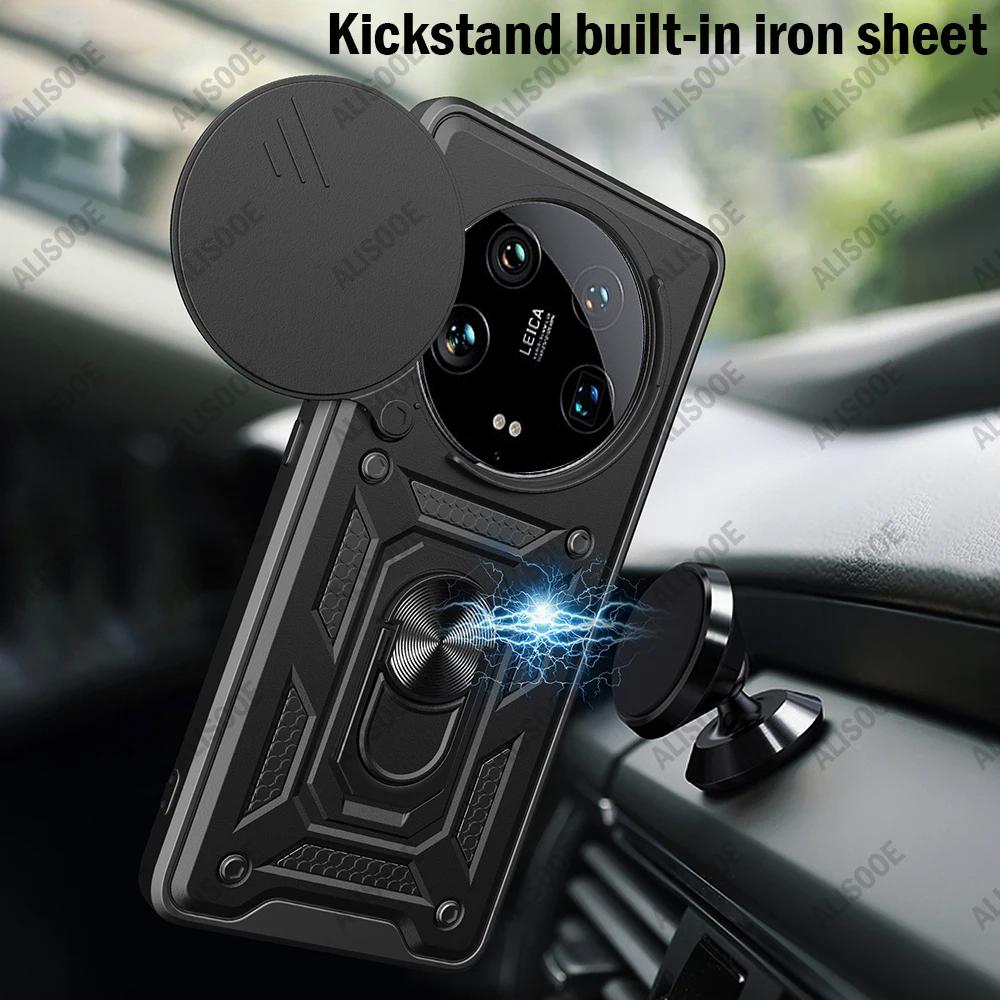 Чехол Armor Funda для Xiaomi 14 Ultra, защитное кольцо для объектива камеры, чехол-подставка для Xiaomi 14 Ultra Capa