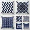 Чехол на подушку с геометрическим темно-синим полосатым принтом для дома, гостиной, дивана, спальни, украшение, декоративная подушка, наволочка