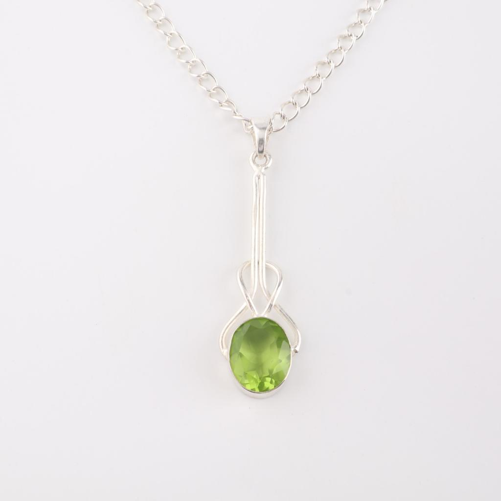 Peridot Gemstone 925 Sterling Silver Jewelry Handmade Pendant 1.79" Women Gift PP-60-14