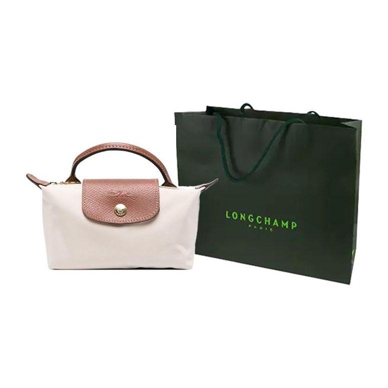 Longchamp Le Pliage 17 Сумка на кнопке и молнии с короткими ручками и кожаной отделкой Женские сумки Бежевый 34175089p71