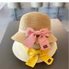 Красивые соломенные шляпы для детей, маленькая шляпа от солнца с бантом, сумка на плечо, весенне-летняя шляпа для защиты от солнца