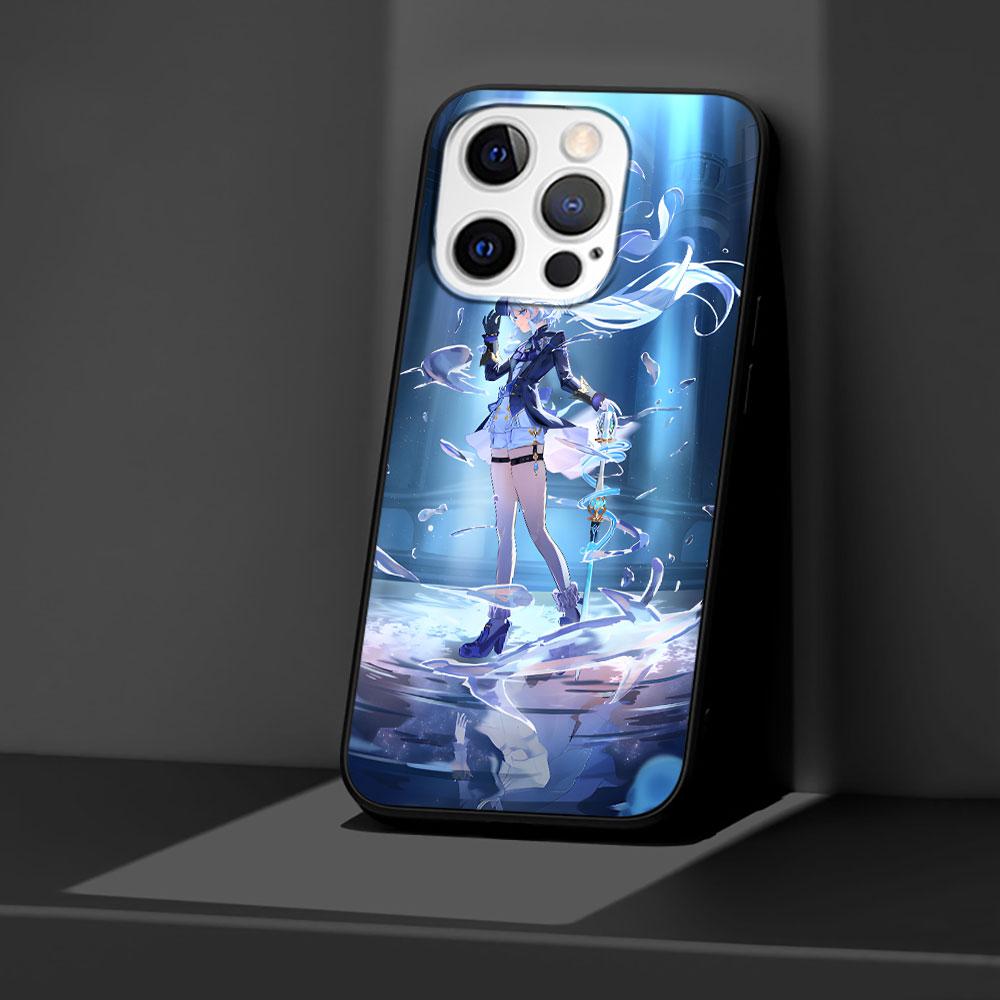 Чехол Genshin Impact Furina для Apple iPhone 14 11 7 SE 2020 8 X XS 13 12 Mini XR 15 Pro Max Силиконовый Черный Мягкий Чехол для Телефона