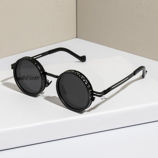 Круглые солнцезащитные очки Черная отделка ND-фильтры Поляризованные линзы Защита от УФ-лучей Четкость Очки Модные аксессуары