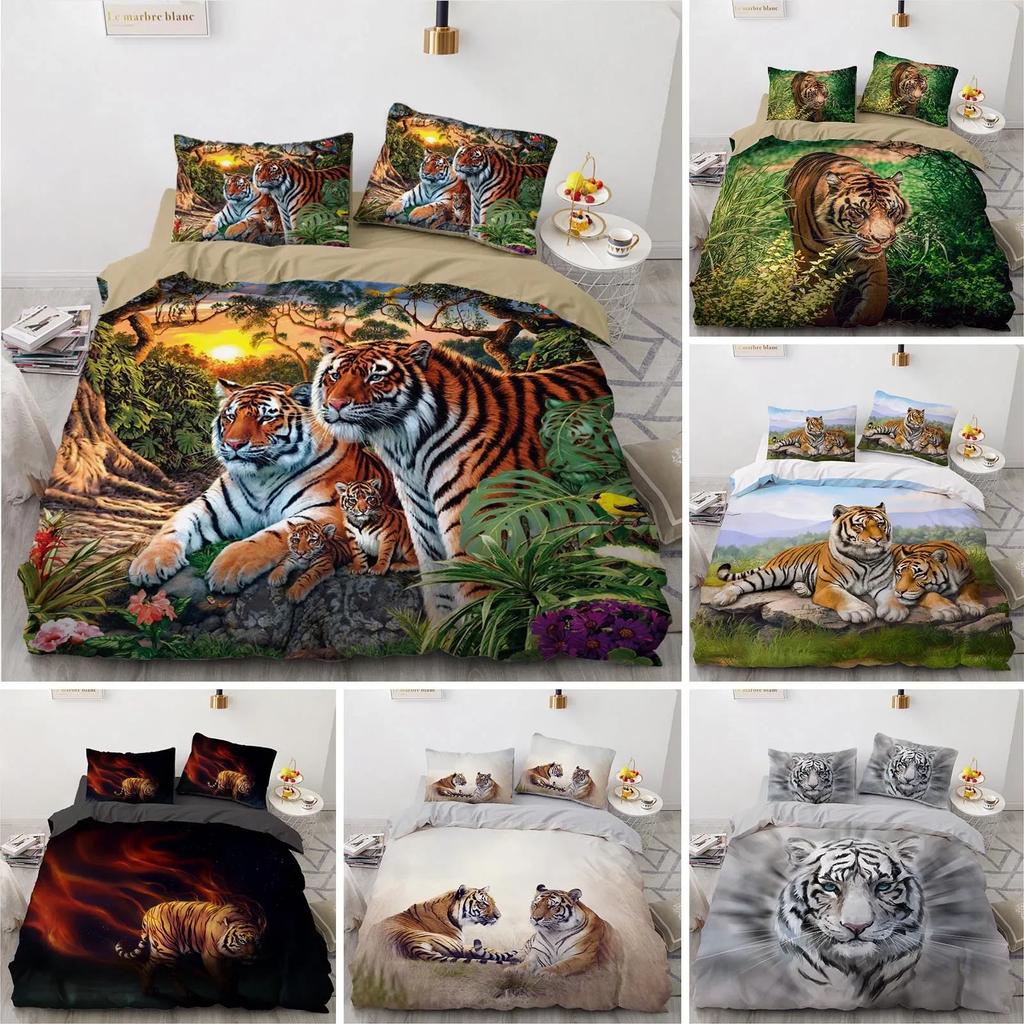 3D Printed Animal Tiger Comfortable Duvet Quilt Cover Pillowcase Bedding Set Children Bedroom Decoration Home Textile
