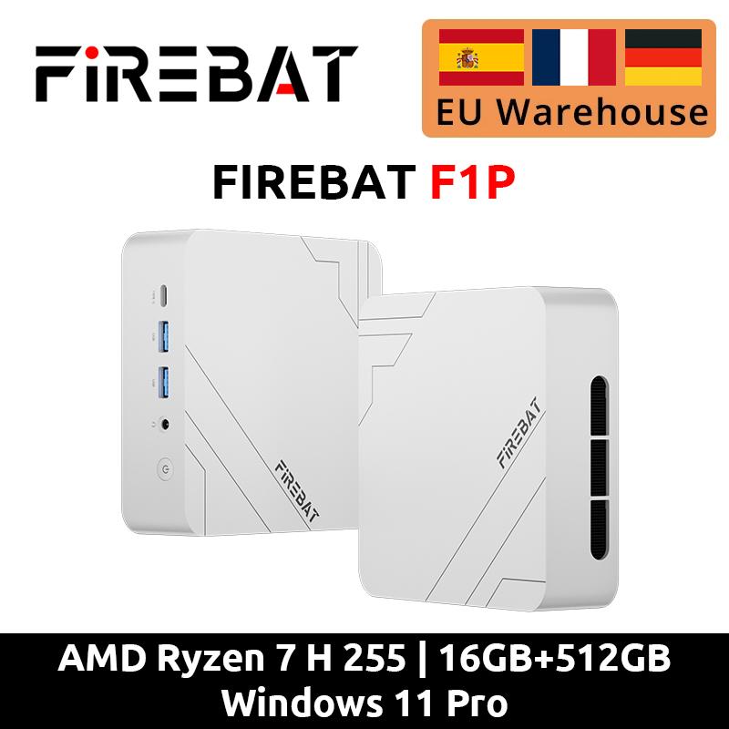 Мини-ПК Firebat F1 P AMD Ryzen 7 H 255 16 ГБ DDR5 5600 МГц 512 ГБ SSD Win11 Pro Wi-Fi 6 BT5.2 USB4.0 Игровой настольный мини-компьютер