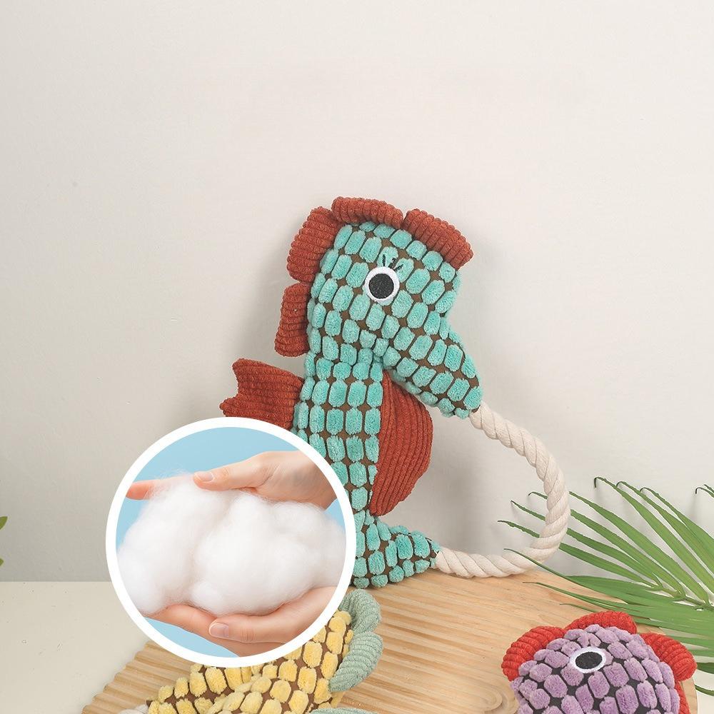 Seahorse Plush Toy for Dogs Bite Resistant Squeaky Rope Toy for Puppies Funny Dog Accessories