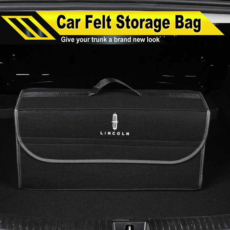 Car Trunk Storage Box Felt Stowing Bag Tools Organizer Accessories For Lincoln MKC MKZ MKX MKT Aviator Navigator Continental wdt8