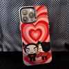 Милый чехол для телефона Pucca с сердечками для iPhone 16,15,14,13,12,11,8,7, Pro, Max, Plus, Mini, XS, SE, противоударный, черный, матовый, жесткий