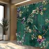 1 шт. Фиолетово-желтая шторка для душа с цветочным рисунком, полиэстеровая ткань, цифровая иллюстрация, зеленые и синие птицы, цветы, белые цветы