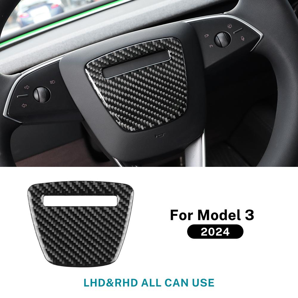 Real Soft Carbon Fiber Interior Trim Sticker For Tesla Model 3 Highland 2025 Car Steering Wheel Reading Audio Panel Accessories