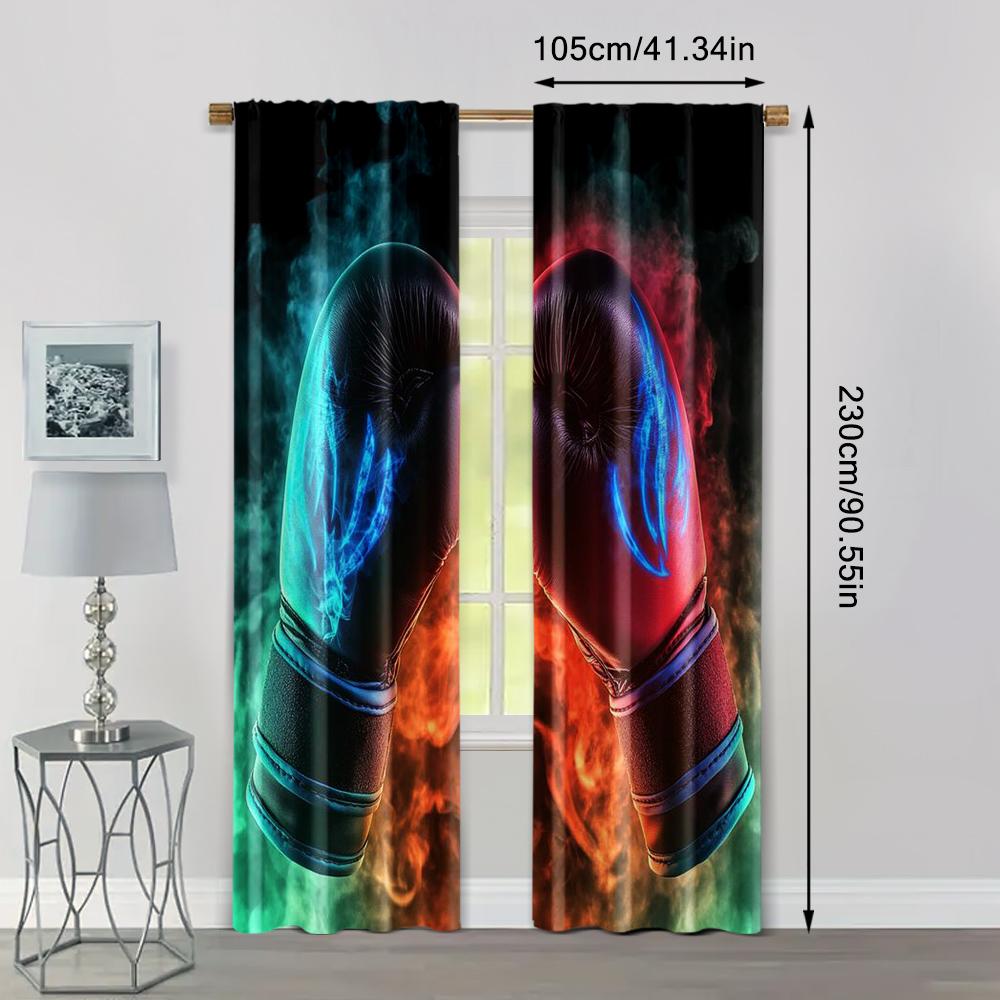 2pcs, Minimalist Curtains boxing glove1 Machine Washable Polyester (without rod) Outdoor Decorations Perfect for Living Room,