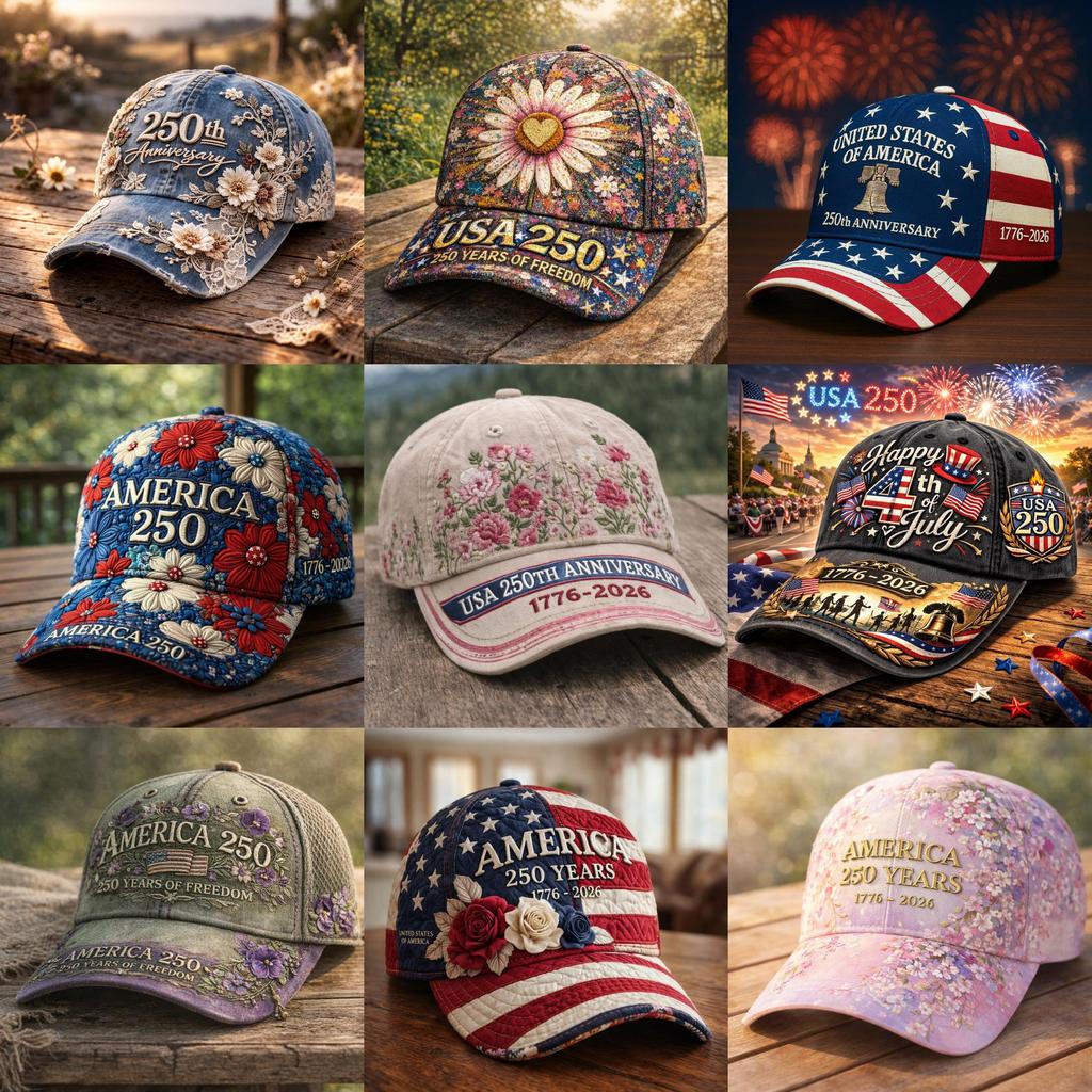 250th Anniversary 3d Printed Baseball Cap With Curved Brim For Casual Wear