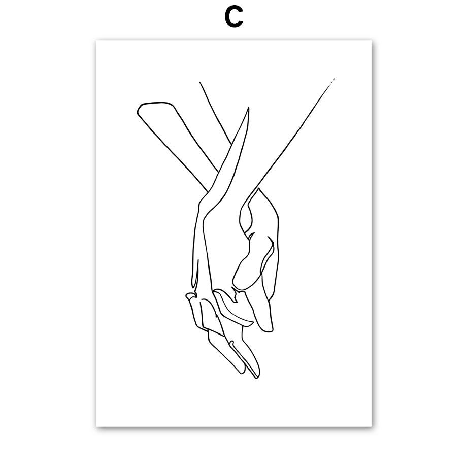 Настенная живопись на холсте, современный минималистичный дизайн, нарисованная линия, любовник, тело, лицо, плакаты на скандинавскую тему и принты, настенные панно для гостиной