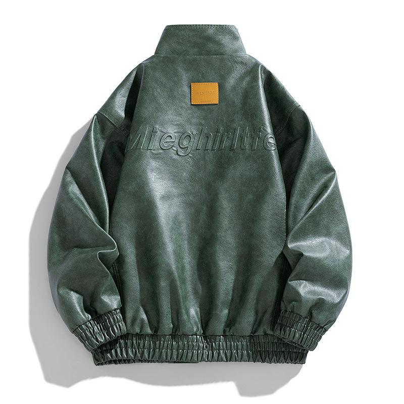 Мужская куртка из американской искусственной кожи, весна-осень, новая байкерская куртка с воротником-стойкой, универсальная модная куртка
