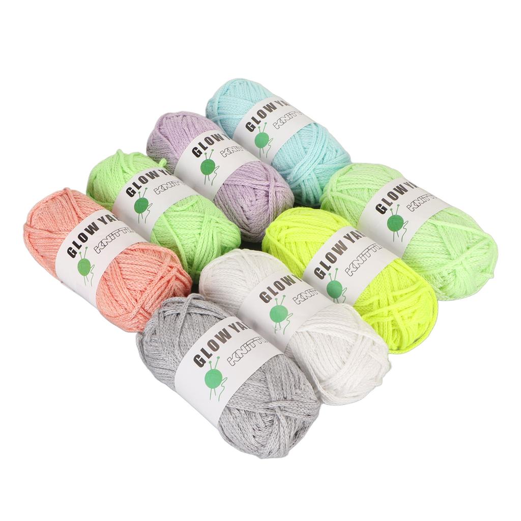 8pcs Glow Yarn Multicolor Knitting Luminous Craft Yarn for Beginner DIY Crocheting Craft 50m