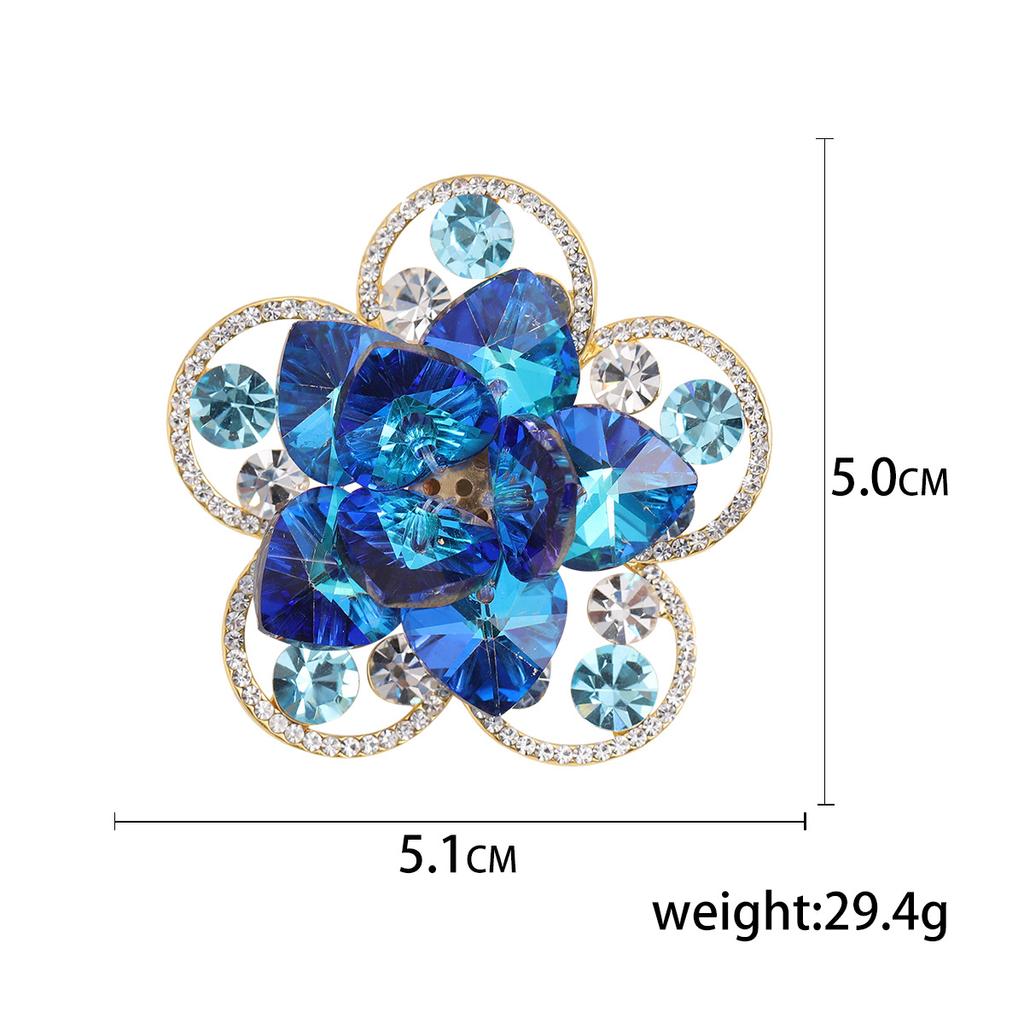 High-End Fashion Diamond-Encrusted Flower Brooch Temperament Versatile Suit Pin Brooch