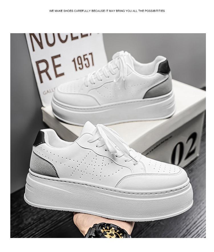 Летние мужские дышащие белые модные кроссовки с увеличением роста: Универсальные, повседневные кеды на толстой подошве для катания на скейтборде