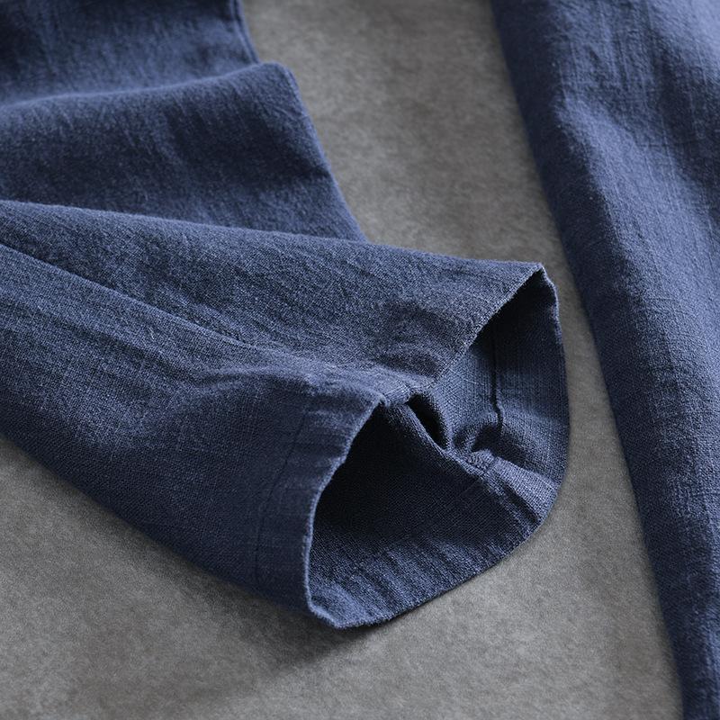 Мужские летние дышащие брюки прямого покроя из хлопка и льна DuPont Fabric с эластичной резинкой на талии