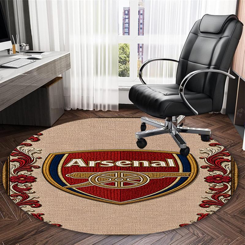 1pc A-Arsenal Carpet, Round Rug, Comfortable, Suitable for Entryways, Living Rooms, Office, And Bedrooms, Christmas Decoration