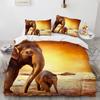 Small Elephant Duvet Cover Set 3D Print Cute Kawaii Wild Animals King Queen Size for Kids Teens Adults Animal Lover Bedding Set