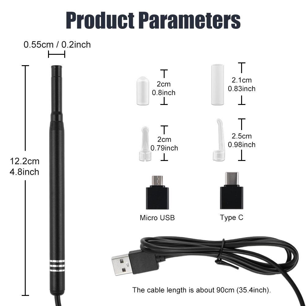 3 в 1 5,5 мм эндоскоп для чистки ушей USB визуальный наушник HD камера ложка отоскоп