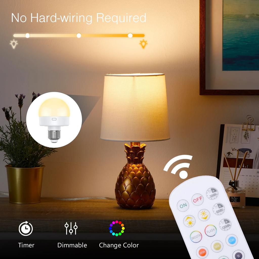 Умная перезаряжаемая светодиодная лампа E27 Пульт управления RGB Диммируемая 16 миллионов цветов Таймер и энергосбережение Работающая от батареи Ночник