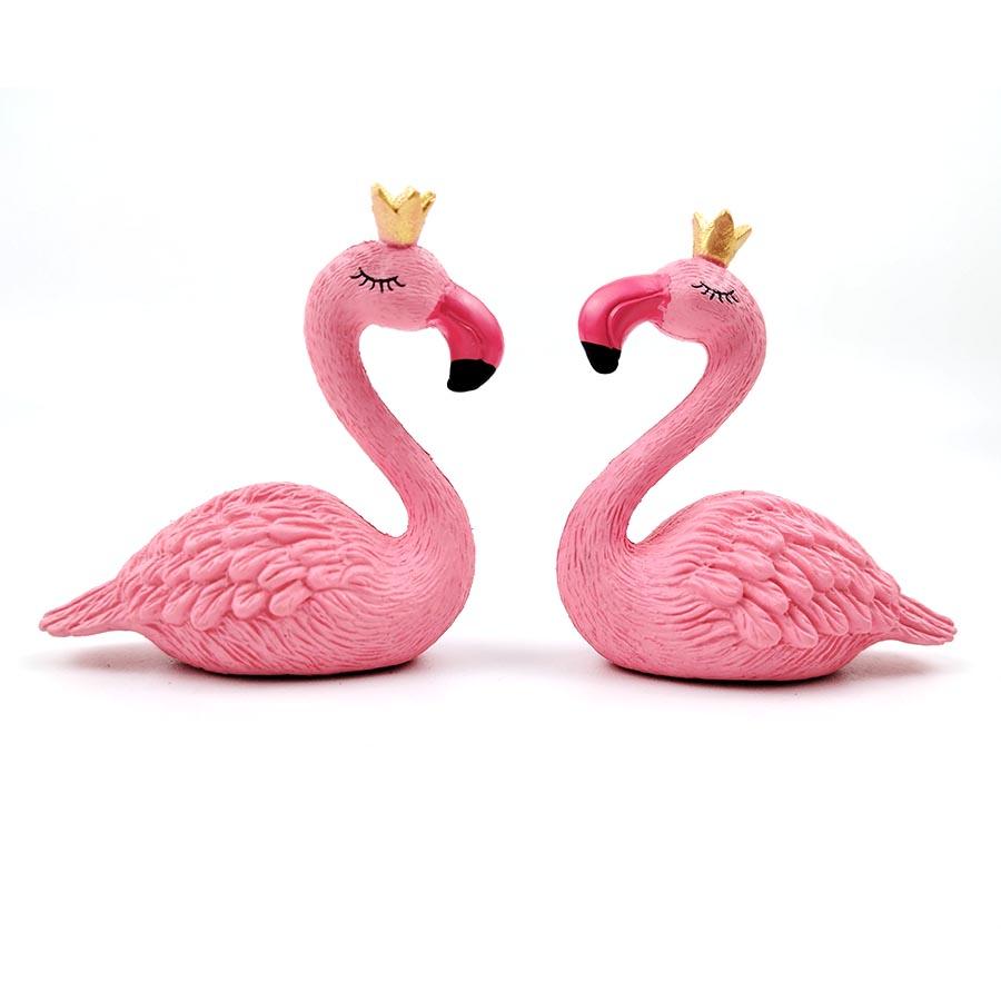 2pcs/Set Couples' Crown Flamingo Statues - For Fish Tank Landscaping, Bonsai DIY Decoration, Home Ornament | Valentine's Gift