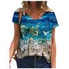 Модная женская футболка с V-образным вырезом и принтом, повседневная свободная уличная женская пляжная футболка с коротким рукавом, женская футболка-пуловер, топы, футболка