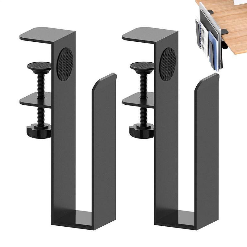 Desk Side Storage No Drill Laptop Desk Mount Clamp On Shelf Hangable Desk Organizer Laptop Holder Tool for Home Office Files