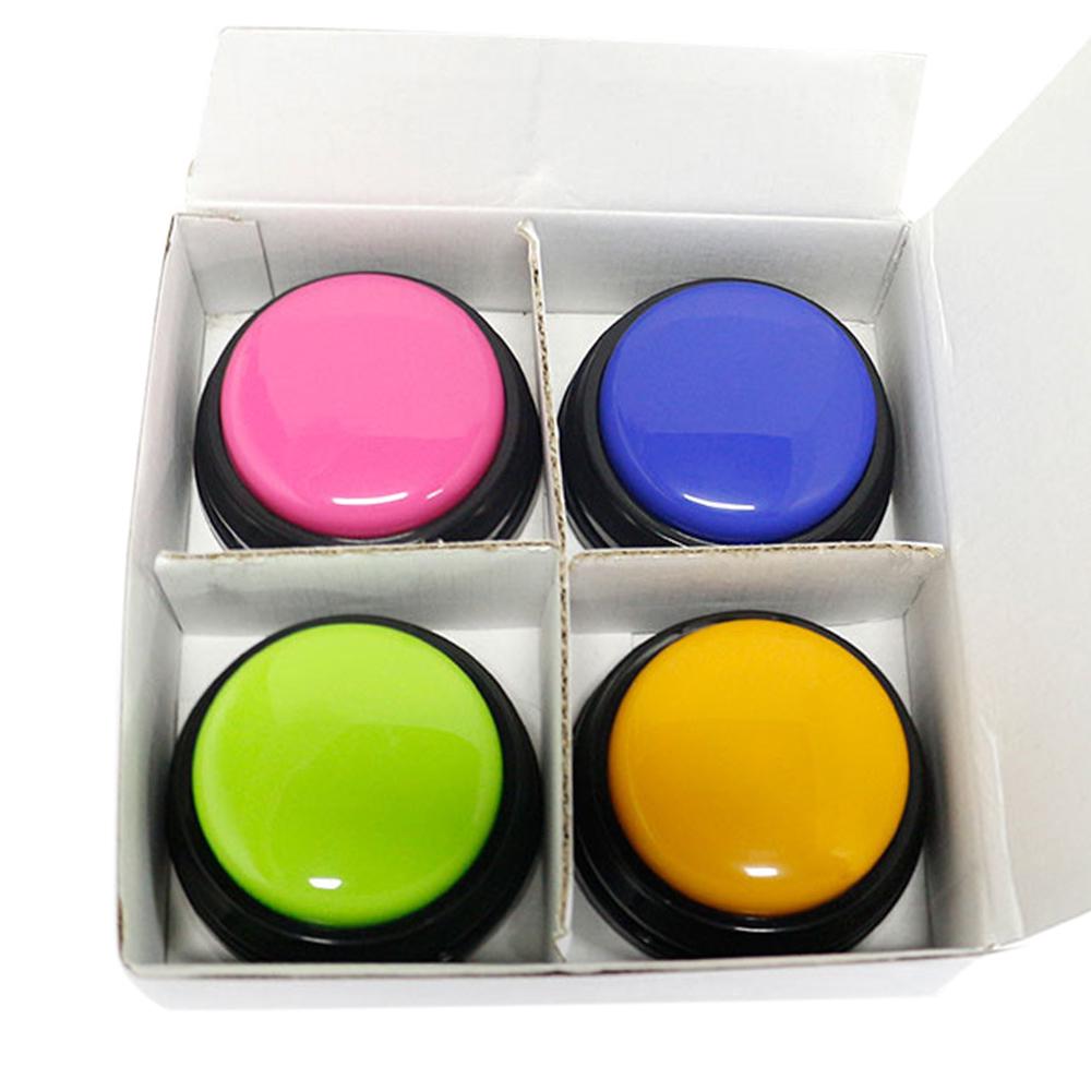 Recording Sound Button Small Size Easy Carry Voice for Kids Interactive Toy Answering Buttons Orange+Pink+Blue+Green Noise Maker