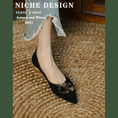 Весна 2023 новые туфли с низким верхом французский ретро острый носок легкий вырез низкий каблук леопардовый принт одинарные туфли женские