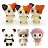 Cute Cat Creative Auspicious Gift Plush Doll Plastic Flocking Toy Meng Pet Little Cat Panda Lamb Birthday Gift