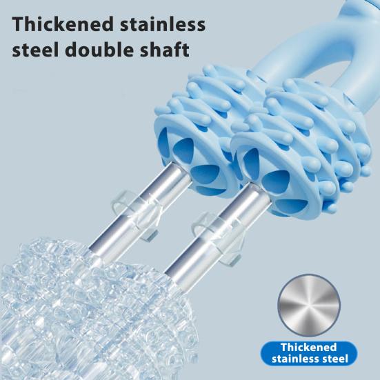 Double Row Massage Stick with Roller Muscle Sore Pain Relief Deep Tissue Relaxation Physical Therapy Leg Arm Belly Back Full Body Roller Massager