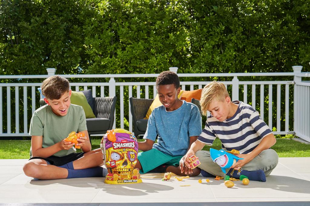 Smashers Остров динозавров Золотая охота за сокровищами от ZURU Игрушка на тему охоты за сокровищами Интерактивная игрушка Коллекционные игрушки для детей и подростков (Серый)