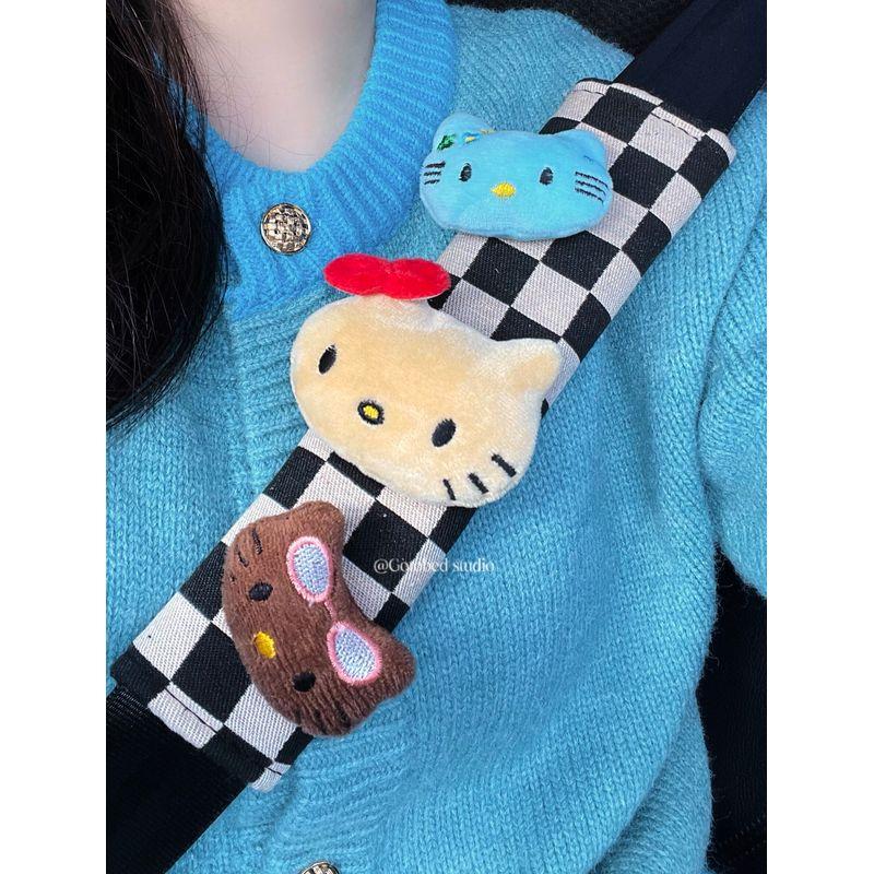 Cute and Sweet Kitty Plush Doll Hello Kitty Car Seat Belt Shoulder Cover Car Interior Decoration New Car Gift