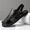 Sandals Men's Tide Summer New Style Leather Toe Cap Outdoor Leisure Sports Hollow Sandals Beach Shoes
