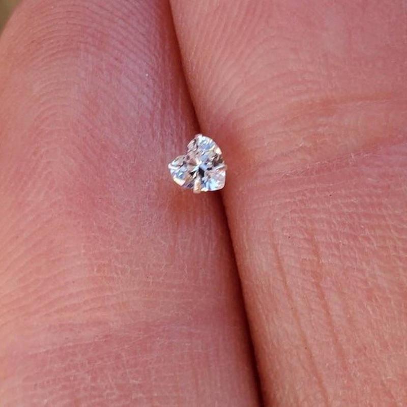 KODY PIERCING 14k Yellow Gold Gemstone Jewel Internal Lip Labret In Hollow Cubic Zirconia Heart-shaped 3mm Set by 4 Prongs - Quality Piercing