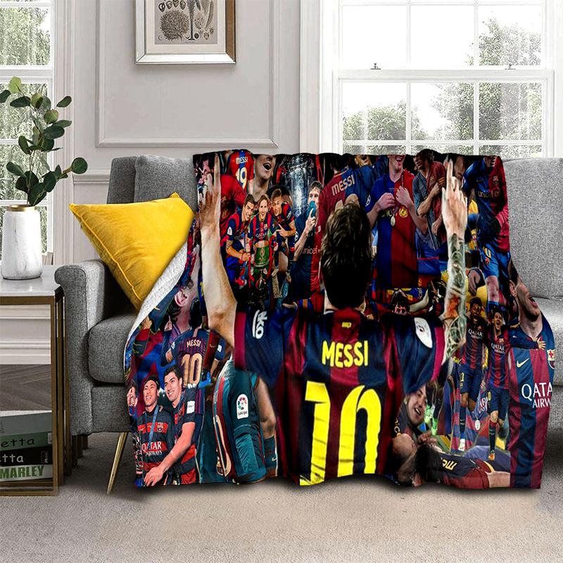 Goat M-Messi Football Sport Star Flannel Blanket Soft Warm Throw Blanket for Bedroom Living Room Bed Travel Camping Picnic Gift