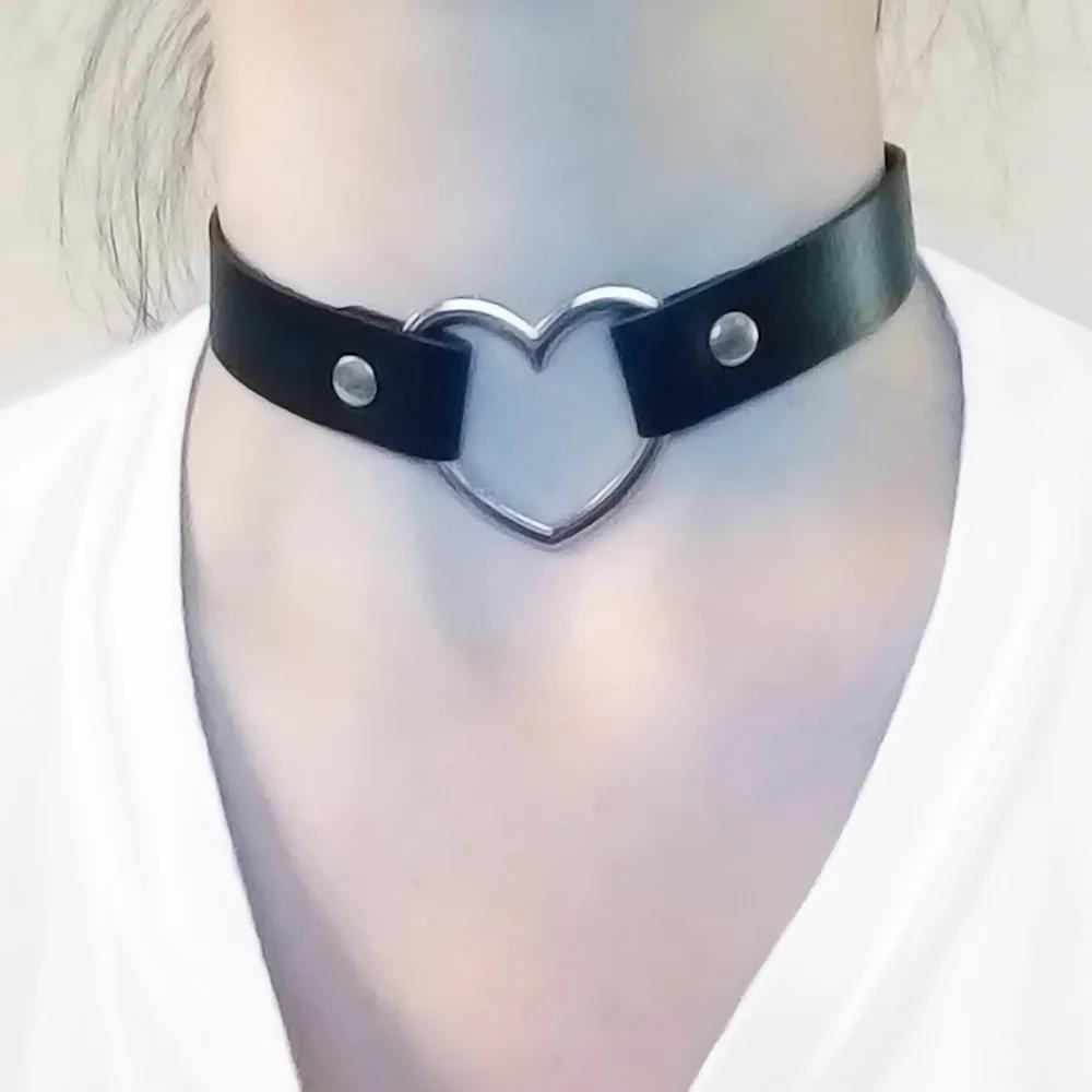 Сексуальное модное винтажное очаровательное круглое колье с готическим воротником, ювелирное изделие в подарок, готическое кожаное сердце в стиле Харадзюку, женское колье-колье в стиле панк