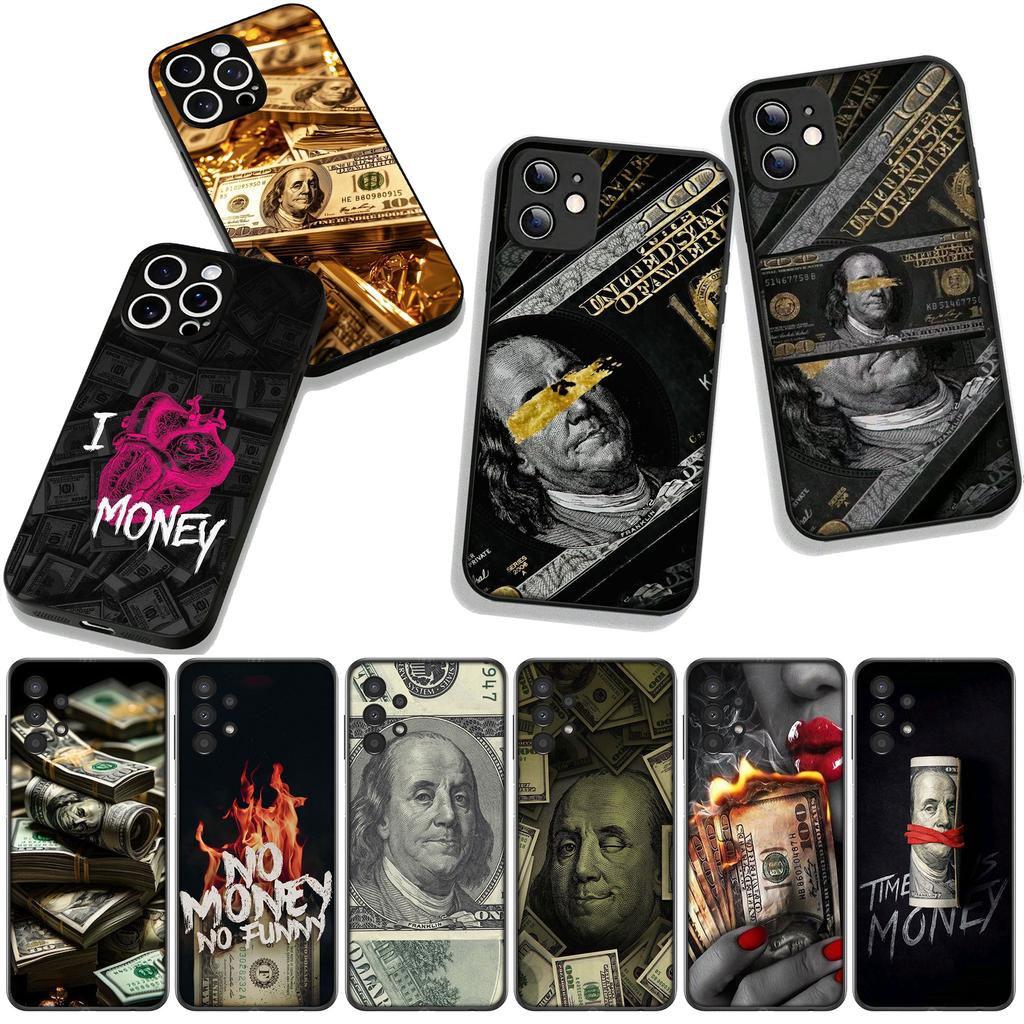 Золотой Денежный Чехол 100 D-Долларов для Samsung Galaxy A25 A37 A57 A12 A14 A31 A41 A50 A51 A70 A71 A72 A21S A04 M15 Note 20 9 8 10