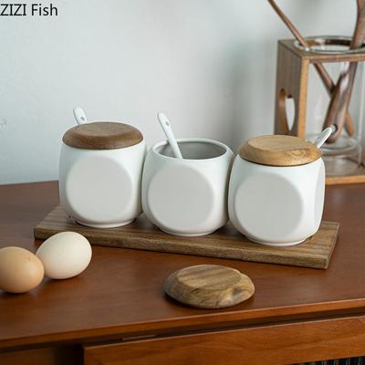 Набор банок для специй Nordic White Ceramic, кухонная банка для специй, креативная банка для хранения соли и перца, органайзер для домашнего хранения