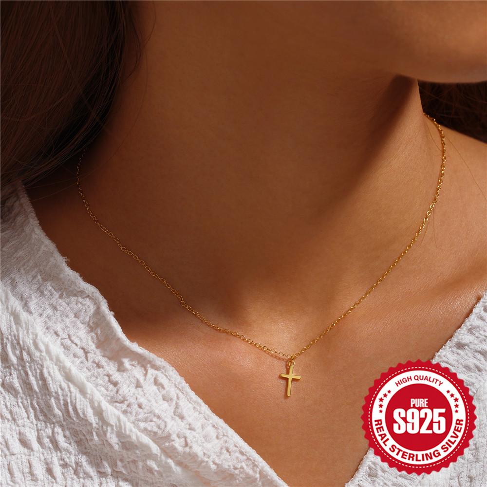 canner 925 пробы стерлингового серебра 1шт модный крест кулон ожерелье ювелирные изделия подарок для женщин повседневная одежда свадьба вечеринка помолвка день святого валентина